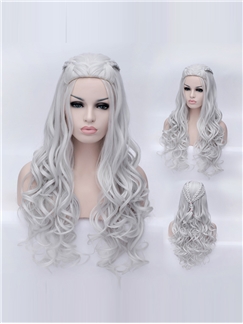 Godness Style Fabulous Sweet Silver White Long Wavy Wig