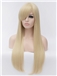 Dynamic Feeling from Long Blonde Female Straight Side Bang Hairstyle 30 Inch