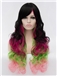 30 Inch Capless Wavy Mixed Color Synthetic Hair Long Costume Wigs 
