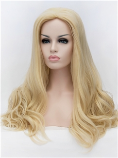 26 Inch Capless Wavy Blonde Synthetic Hair Long Wigs