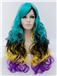 2015 Cool Long Wavy Synthetic Capless Mixed Color Wigs for Women