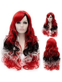 2015 Cool Long Wavy Synthetic Capless Mixed Color Wigs for Women