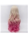 Long Wave Blonde with Pink Synthetic Hair Wig