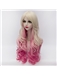 Long Wave Blonde with Pink Synthetic Hair Wig