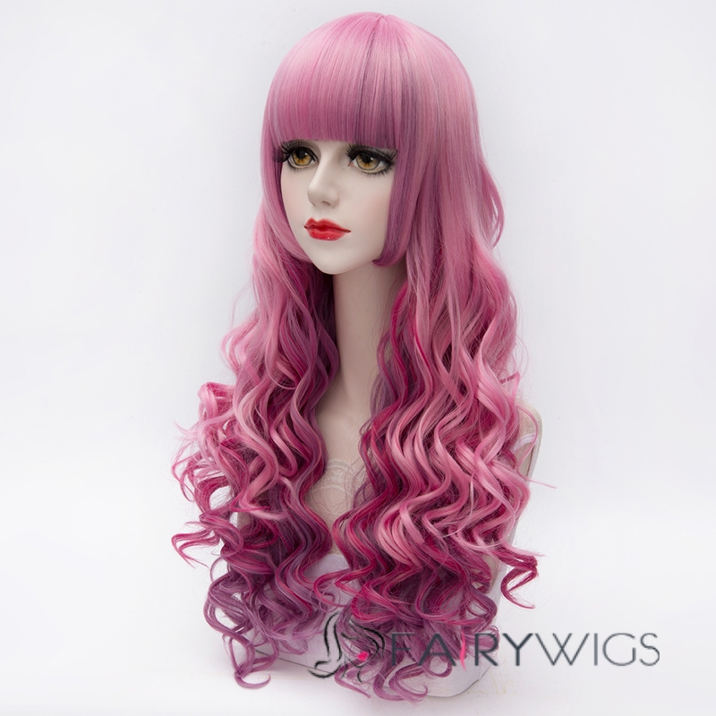 Rose Red Ombre Synthetic Hair Cosplay Wig