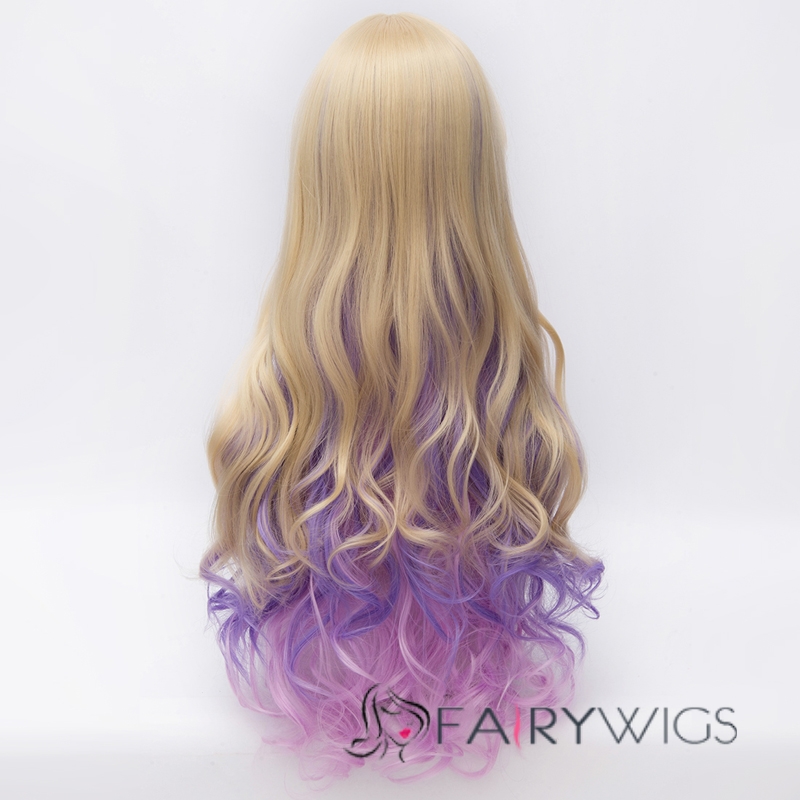 Long Wave Blonde with Light Purple Mixed Cosplay Wig