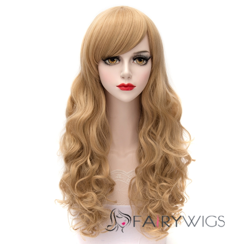 Elegant Long Curly Synthetic Hair Cosplay Wigs 26 Inches