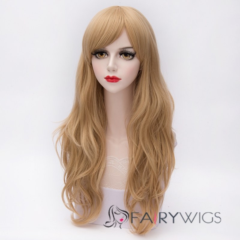 Versatile Long Wave Flaxen Cosplay Wig 26 Inches
