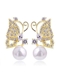Fashionable Butterfly Rhinestone Pearl Earrings