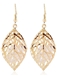 Unique Stereo Leaf Shaped with Rhinestone Drop Earrings