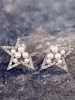 Unique Stars with Beads Stud Earrings