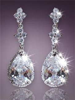 Lovely Austrian Crystal Pendant Silver Earrings