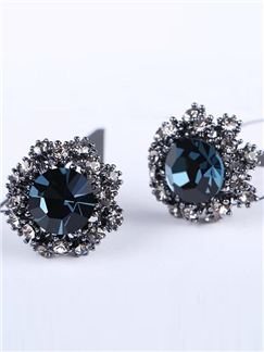 Delicate Zircon Blue Stud Earrings
