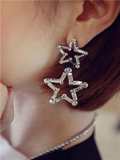 Unique Double Stars Artificial Diamond Earrings
