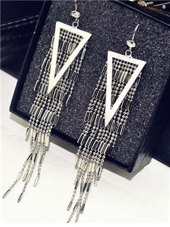 High Quality Triangle Shaped with Tassels Drop Earrings