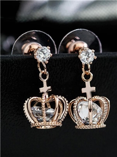 High Quality Crown Shaped with Zircon Earrings