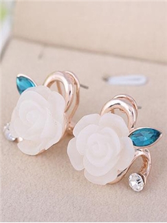 Flower Shaped with Rhinestone Earrings