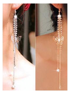 Exquisite Hollow-out Butterfly Decorated with Tassel Earrings