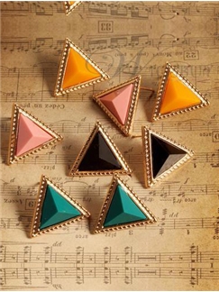 Graceful Triangle Shaped Acrylic Decorated Stud Earrings