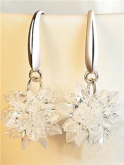 Floral Rhinestone Decorated Earrings