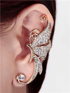 Butterfly Rhinestone Decorated Ear Cuff