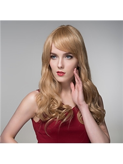 Newest Inclined Bang Towheaded Wave  Virgin Remy Hand Tied-Top Capless Human Hair Wig