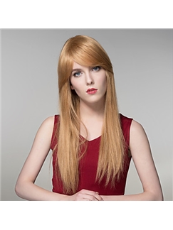 Gorgeous Silky Straight Long Trendy Hand Tied-Top Capless Hair Woman's Wig